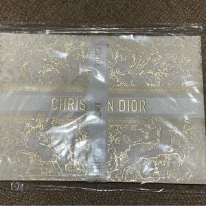 Dior Luxurious Silver and Gold Ribbon Holiday Gift Bag